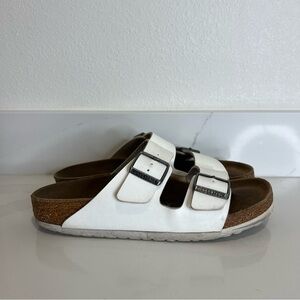 Birkenstock Arizona White Birko‑Flor Slide Sandals Slip On Womens EU 40 US 9-9.5
